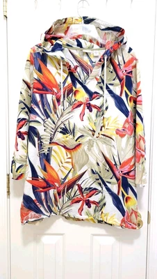 Westbound LINO ALGODÓN Playa FINA Larga Túnica Sudadera con Capucha Top Camisa Grande Azul Rojo 3/4 Foto 1 de 4