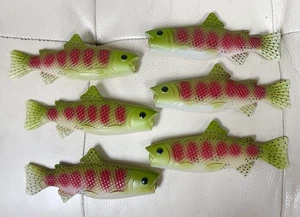 Vtg 80s Mess O Trout Outdoor Fishing Mini String Light Covers 6pc Cabin Outdoors - Picture 1 of 10
