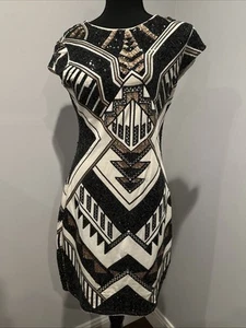 Express Women's Sparkle Sleeve Short Body Dress Black & Gold Size M - Picture 1 of 4