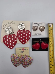 Hearts Fashion Jewelry Lot Earrings 80' 90's Funky - Picture 1 of 4