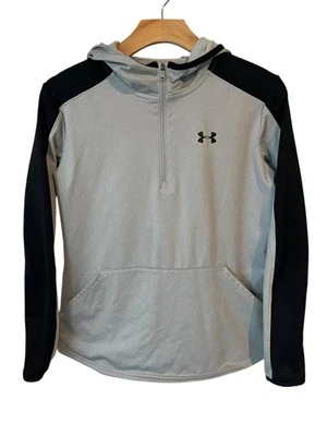 Under Armour Hoodie Jacket Youth Large Loose Gray 1/4 Zip Pullover Activewear - Image 1 of 4