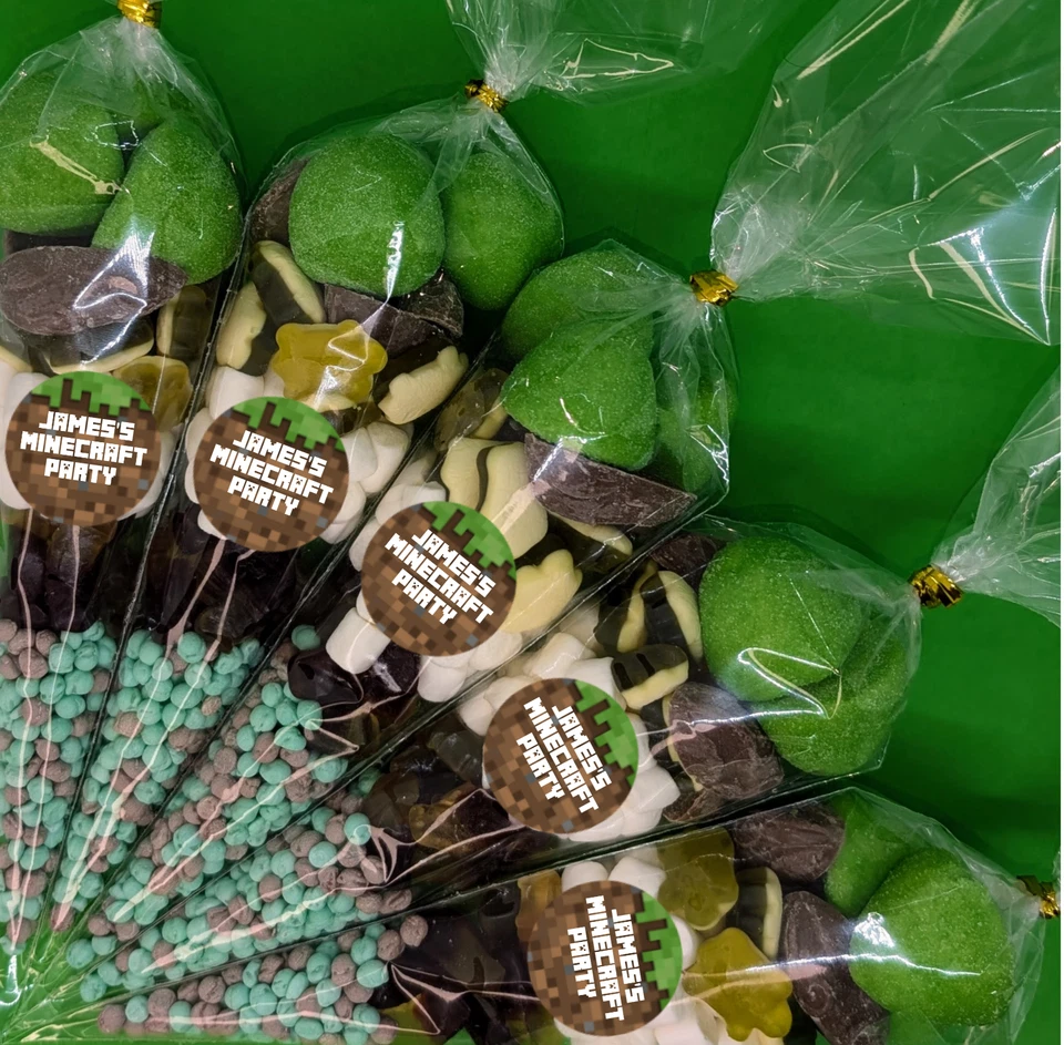 Bloque de píxeles precargado personalizado dulces conos grandes niños fiesta temática Minecraft Foto 1 de 2