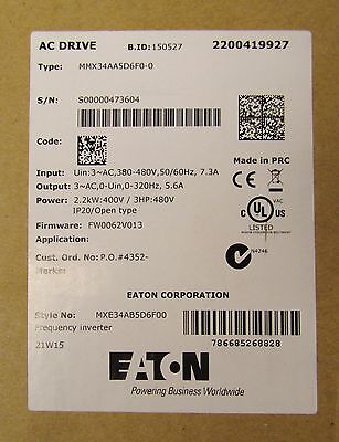 EATON CUTLER HAMMER MMX34AA5D6F0 0 5.6 Amp 3 HP 480V M MAX MMX Frequency Drive • 350$
