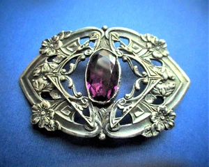 ORNATE ca.1900 ANTIQUE E.P. SILVER ART NOUVEAU WILD ROSES BUCKLE - USA - Picture 1 of 4