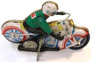 Vtg Red China MS-702 Racing Motorcycle #26 Tin Litho Wind-Up Toy - Picture 1 of 6