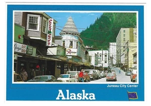 Vintage Alaska Chrome Postcard Juneau City Center Downtown Franklin Street - Picture 1 of 2