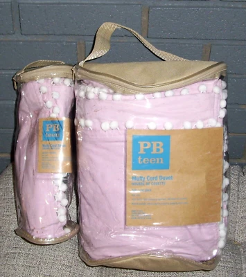 NUEVO Edredón doble Pottery Barn PB Teen Muffy Chord y pompones estándar de color rosa falso Foto 1 de 2