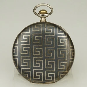 Rar! L.U.C. CHOPARD Niello Silver Pocket Watch Men's no fusee duplex no repeater - Picture 1 of 11
