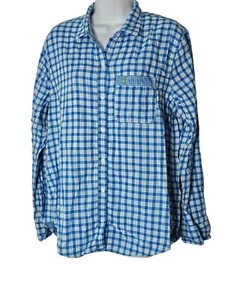 Gilly Hicks Womens Shirt Size M Blue Check Long Sleeve Button Up 2 Layer Cotton - Picture 1 of 11