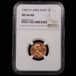 1960-D Large Date Lincoln Memorial Cent 1c - NGC GRADED MS66RD - Picture 1 of 4