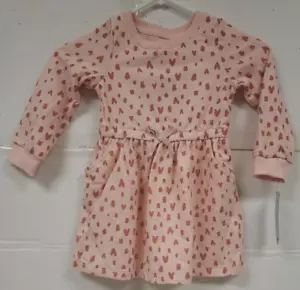 Cat & Jack Sweatshirt Long Sleeve Dress Size 5T Peach With Hearts. Adorable NWT - Picture 1 of 5