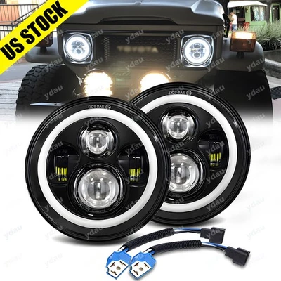 For Jeep Compass 2008-2016 - 7inch Round LED Headlights Hi/Lo Beam Light Pair - Image 1 of 4