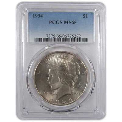 1934 Peace Dollar MS 65 PCGS Silver Uncirculated $1 Coin SKU:I18179 - Image 1 of 4