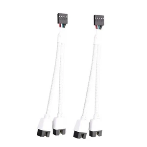 2Pcs Computer Motherboard USB 2.0 9 Pin to Dual 9 Pin Extension Cable Y7482 - Afbeelding 1 van 17