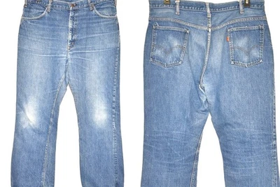 vintage 70s LEVIS ORANGE TAB BLUE MEN'S DENIM JEANS PANTS 39 WAIST X 30 INSEAM  - Image 1 of 4