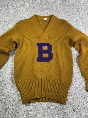 Suéter Letterman de Lana De Colección Para Hombre Mediano Universitario Dorado Púrpura B Años 60 Foto 1 de 4