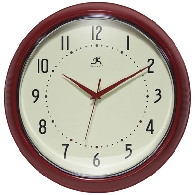Infinity Instruments Wall Clock 15" Retro Round Red Aluminum Vintage-Inspired - Image 1 of 4