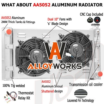 4 Row Radiator+Shroud Fan+Relay Fit 88-94 Chevy S10 Blazer 82-94 GMC S15 Jimmy — 第 1/4 张图片