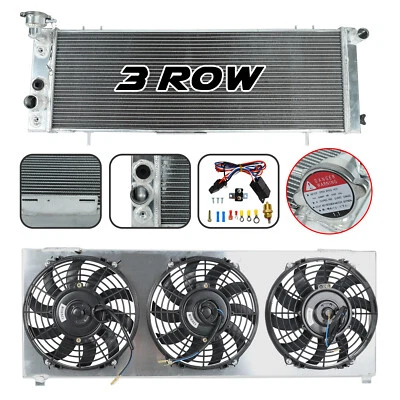 3 Row Aluminum Radiator+Shroud Fan Relay For 1991-2001 Jeep Cherokee XJ Comanche - Изображение 1 из 4