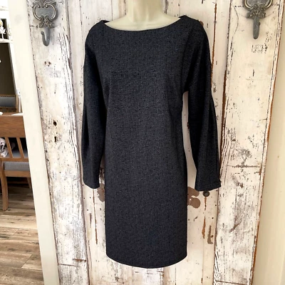 Banana Republic Size Medium Woman's Gray Black Shift Tuck Sleeve Career Dress - Image 1 of 4