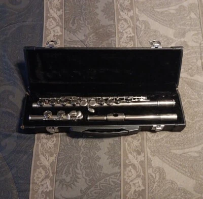 Flauta de concierto Hisonic plateada con orificio cerrado junta recta con estuche rígido 82255 Foto 1 de 4