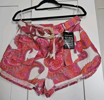 ZIMMERMANN Peggy Shorts In Pink Paisley, Size AU 3 NWT  - Image 1 of 4