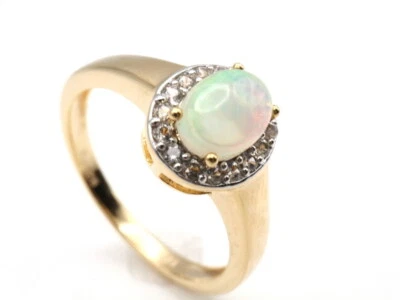 GJ69 * HARRY IVENS  EDELSTEIN RING (18) ÄTH. OPAL 7x5mm  *FEUER* ZIRKON 925er SI - Bild 1 von 4