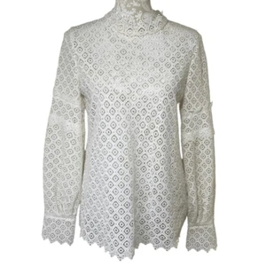Iro Amia Ivory White Long Sleeve Lace Eyelet Blouse Top Size FR 38 / US 6 - Picture 1 of 8