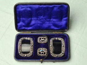 antique Victorian cased set of steel shoe & knee buckles - Picture 1 of 24