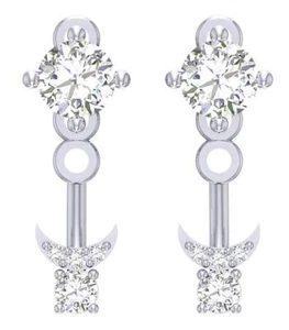 VVS F 1.25 Carat Lab Grown Diamond Removable Jacket Stud Earrings 14K White Gold - Picture 1 of 9