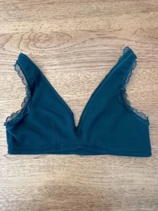 Victoria's Secret Green Ivy  X-LARGE Waffle Plunge  Bralette Unlined Lounge Bra - Picture 1 of 2