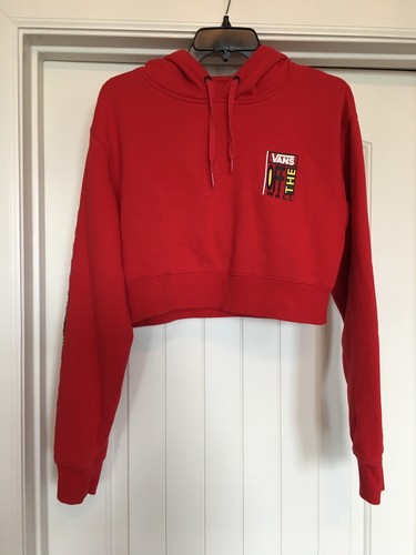 VETEMENTS Felpa con cappuccio Van's "Off The Wall" Junior rosso brillante crop top taglia S