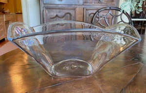 Simon Pearce WOODBURY Hand Blown 13" Large Glass Square Fluted Bowl - Picture 1 of 4