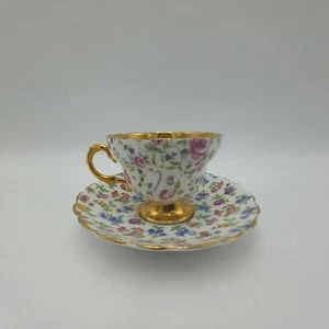 Taza y platillo estilo Chintz-Rosina Bone China-Inglaterra E5040R - Imagen 1 de 9