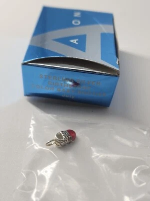 New Avon Sterling Silver 925 Birthstone Color Baby Booties Pendant July Red - Image 1 of 3