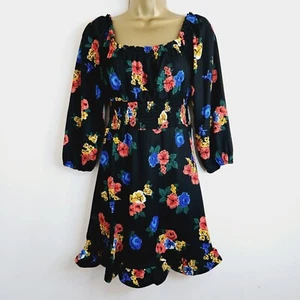 NEW Ex MISS SELFRIDGE 6-18 Blue Black Red Green Floral Print Fit & Flare Dress