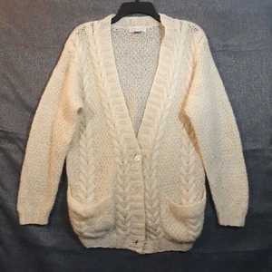 VTG Compagnie Internationale Express Sweater S Ivory White Mohair Blend Cardigan - Picture 1 of 13