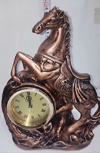 Copper Colour Horse Figurine 30cm Tall Statue Superior floating Clock Movement - Picture 1 of 2