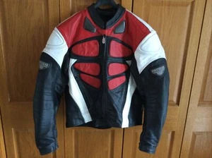 FIRSTGEAR INTERSPORT Armored Motorcycle Leather Jacket  Size L Black White  Red - Bild 1 von 12