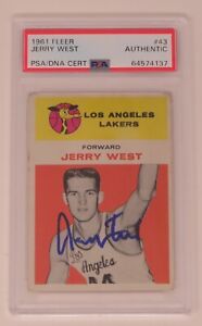 Jerry West LAKERS HOF Signed Autograph Auto 1961 Fleer Rookie Card # 43 PSA
