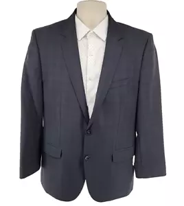 Hugo Boss Blazer Mens 42R Sport Coat Plaid Blue Wool 2-Button Jacket - Picture 1 of 17