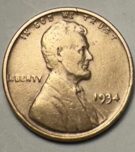 1934 Vintage US Lincoln Wheat Penny Low Circulated. Bx 13.294 - Picture 1 of 2