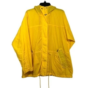 Hunt Club Windbreaker Med Yellow Vintage Zip Snap Closure Hooded - Picture 1 of 13