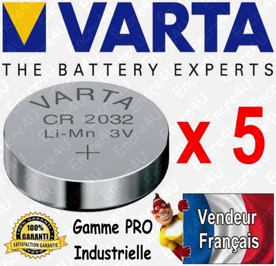 Lot de 5 piles CR2032 VARTA Lithium 3V - Pile vendue aussi à l'unité ou LR6 LR03