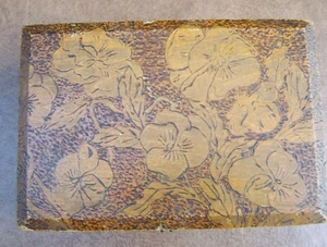 Caja de madera de pirografía antigua de finales de 1800 a principios de 1900 - arte popular estadounidense - Imagen 1 de 9