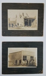 2 Deer Trail Colorado Hardware Store Being Built Cabinet Cards c1910 Post 121 - Picture 1 of 6