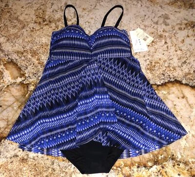 PROFILE GOTTEX Indigo Girl Bandeau Flyaway 1 pc Swim Suit NEW Womens Sz 6 10 - Image 1 of 4