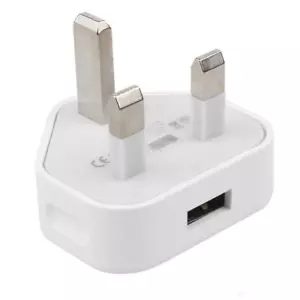 Mains 3 Pin Plug Adapter Wall Charger 1-Port Dual USB For Phones Tablets UK - Picture 1 of 5