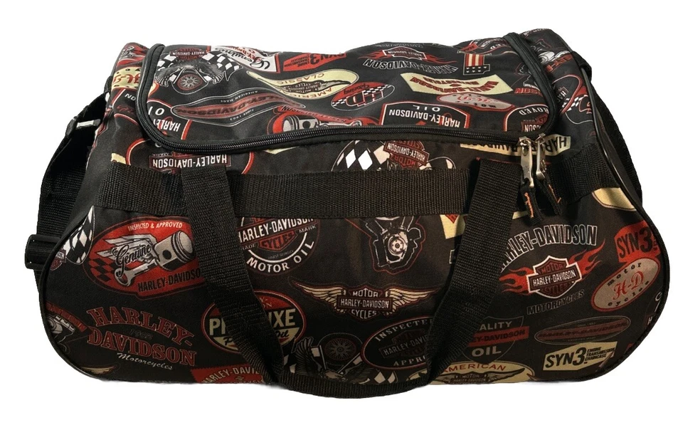 Harley Davidson Athalon Logo Print Sport Duffel Bag Adjustable Strap 20x9x10 - Image 1 of 4