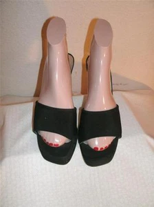 Stuart Weitzman Black Microfiber And Leather Slides Sandals Shoes Shoe Size 8 B - Picture 1 of 1
